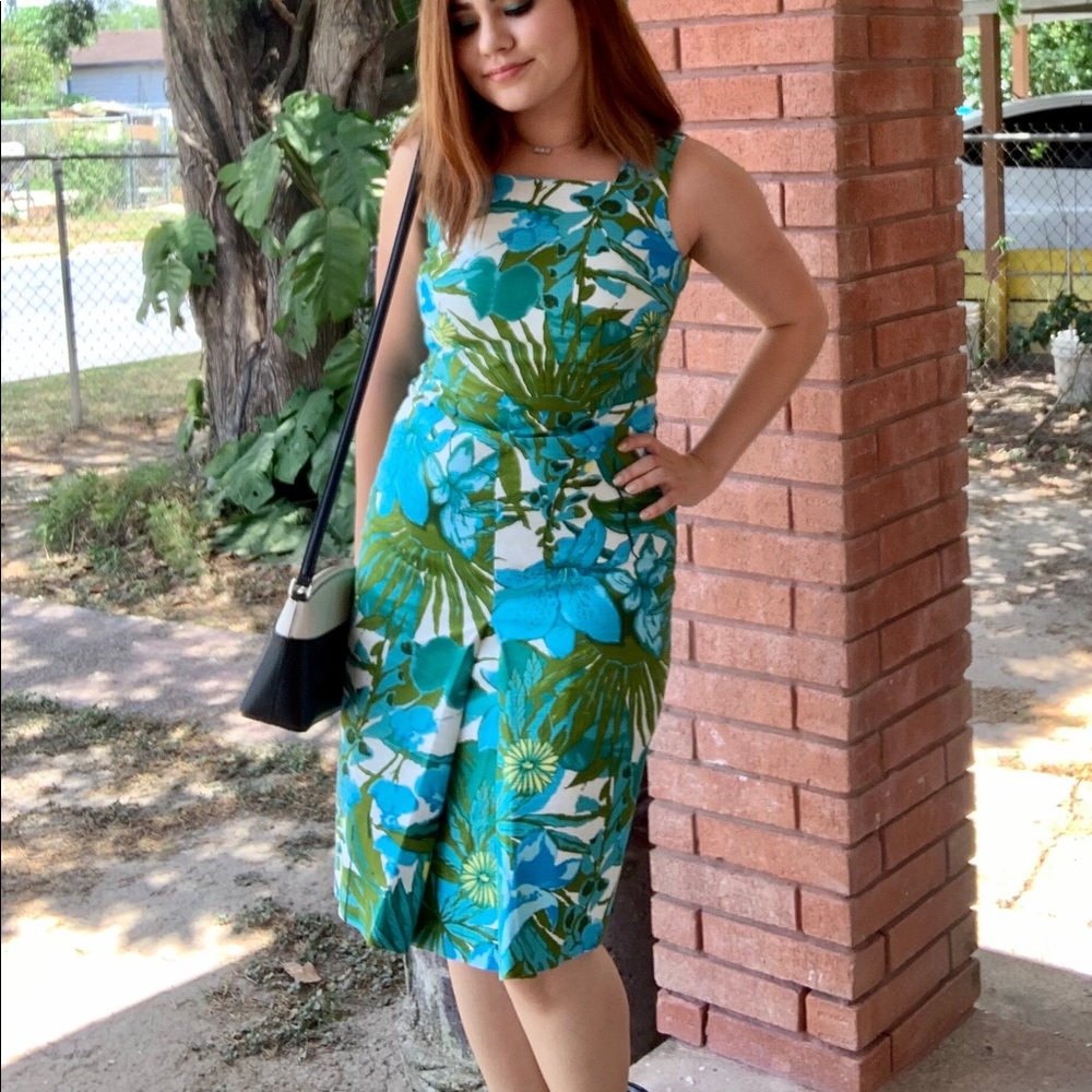 Green Leaves Talbots midi dress